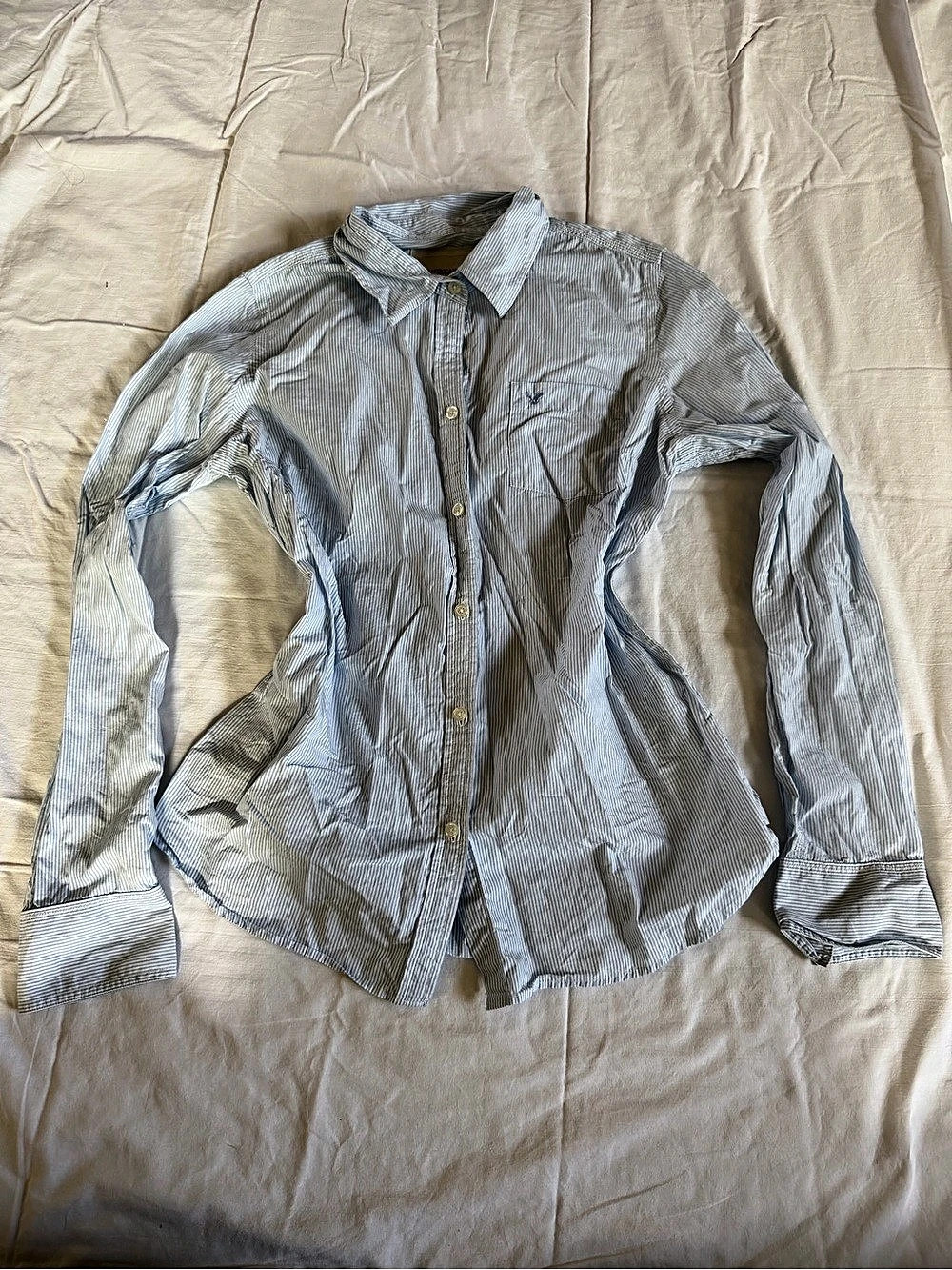 American Eagle Outfitters Striped Button Down Shirt Blue & White Size 14